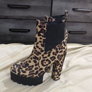 Leopard Print Heeled Boots